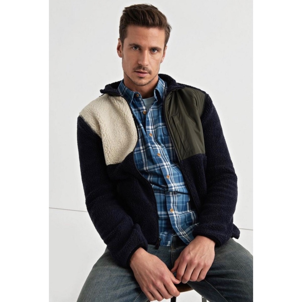 NWT Lucky Brand Sherpa Colourblock Jacket Zip up
